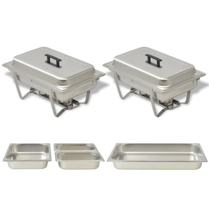Ensemble de chauffe-plats 2 pcs Acier inoxydable | Mobilier & Déco