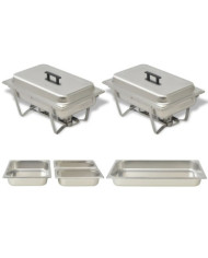 Ensemble de chauffe-plats 2 pcs Acier inoxydable | Mobilier & Déco