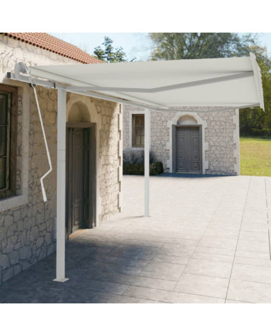 Jeu de poteaux d'auvent blanc 450x245 cm fer | Mobilier & Déco