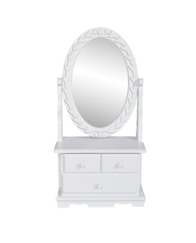 Coiffeuse avec miroir pivotant ovale MDF | Mobilier & Déco