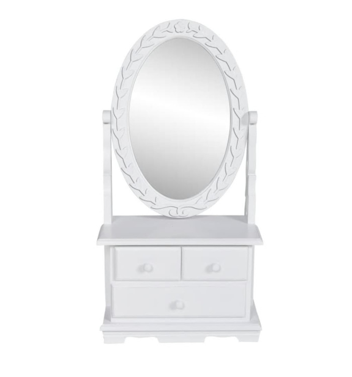 Coiffeuse avec miroir pivotant ovale MDF | Mobilier & Déco