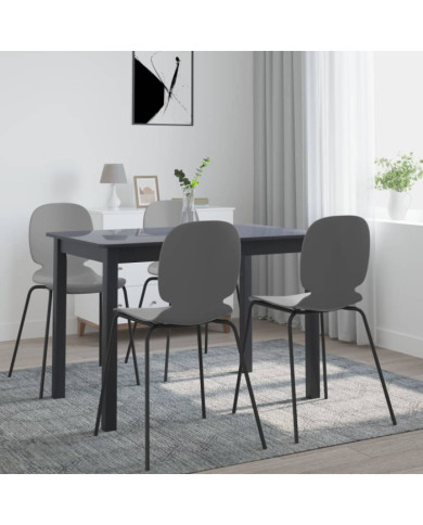 Table de salle à manger Noir 114x71x75 cm Bois d'hévéa massif | Mobilier & Déco