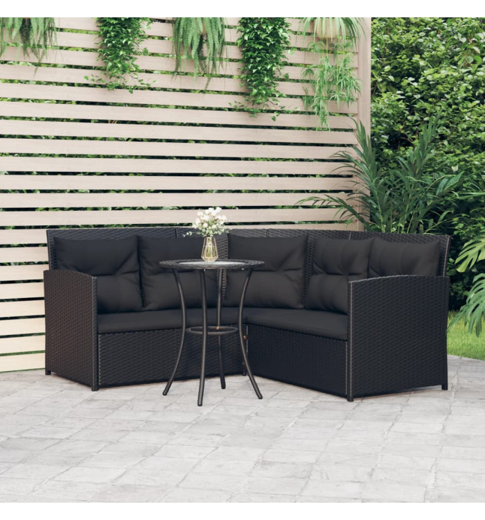 Ensemble de canapés en L 2pcs avec coussins Noir Résine tressée | Mobilier & Déco
