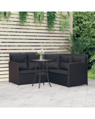 Ensemble de canapés en L 2pcs avec coussins Noir Résine tressée | Mobilier & Déco
