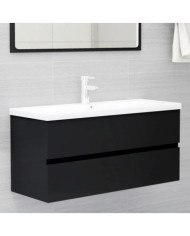 Armoire d'évier avec lavabo intégré Noir Aggloméré | Mobilier & Déco