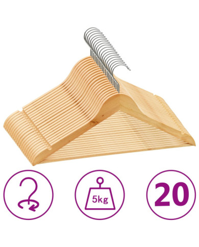 Cintres antidérapants 20 pcs Bois dur | Mobilier & Déco