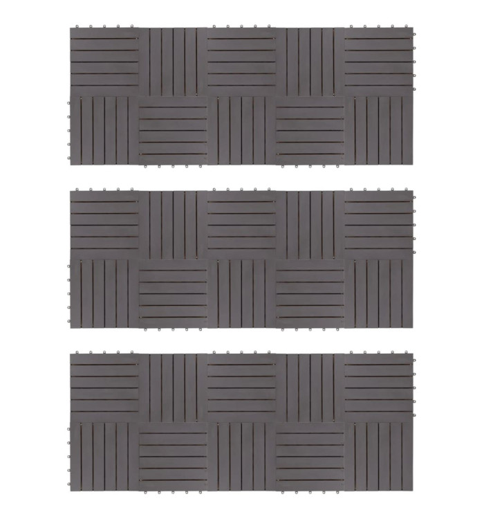 Carreaux de terrasse 30pcs Délavage gris 30x30 cm Acacia solide | Mobilier & Déco