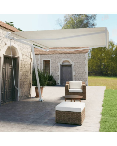 Auvent manuel rétractable sur pied 400x350 cm Crème | Mobilier & Déco