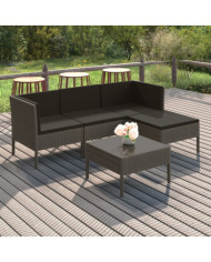 Salon de jardin 5 pcs avec coussins résine tressée gris | Mobilier & Déco