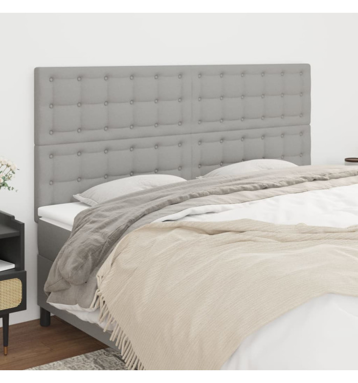 Têtes de lit 4 pcs Gris clair 100x5x78/88 cm Tissu | Mobilier & Déco