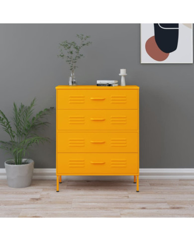 Commode Jaune moutarde 80x35x101,5 cm Acier | Mobilier & Déco
