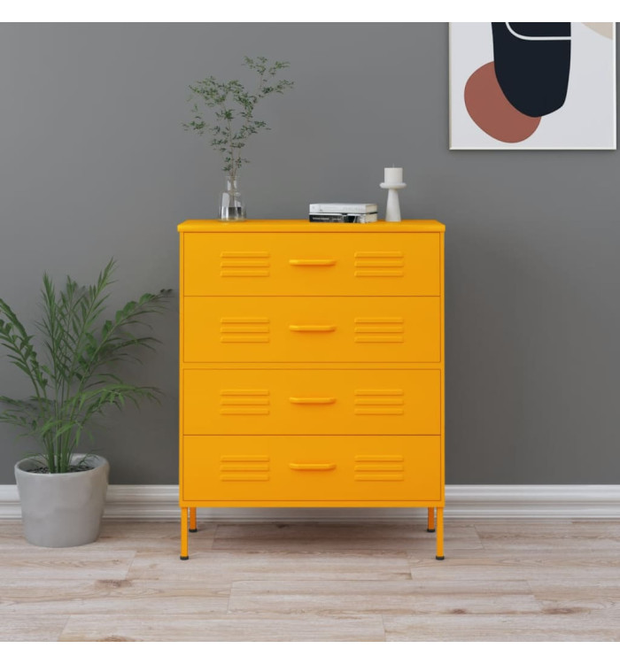 Commode Jaune moutarde 80x35x101,5 cm Acier | Mobilier & Déco