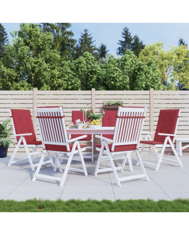 Coussins de chaise de jardin à dossier haut lot de 6 bordeaux | Mobilier & Déco