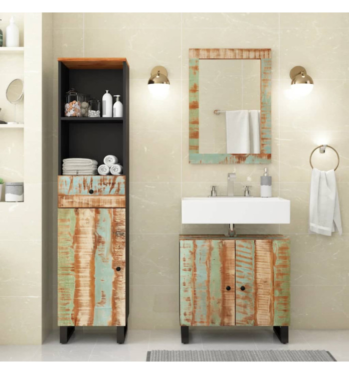 Ensemble de meubles de salle de bain 3 pcs bois massif récupéré | Mobilier & Déco
