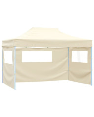 Tente pliable avec 3 parois 3 x 4,5 m Crème | Mobilier & Déco