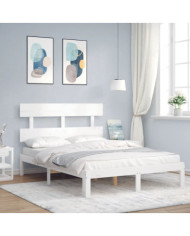 Cadre de lit sans matelas blanc 140x200 cm bois de pin massif | Mobilier & Déco