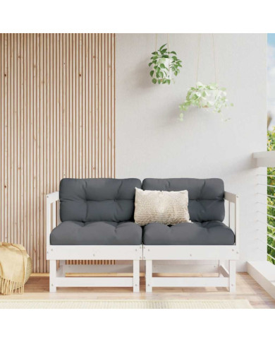 Canapés d'angle avec coussins 2 pcs blanc bois de pin massif | Mobilier & Déco