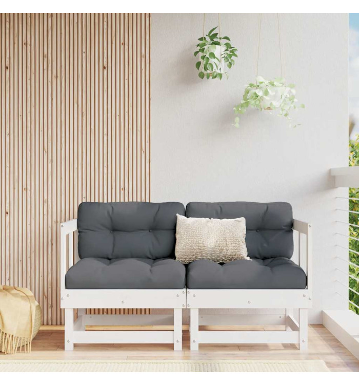 Canapés d'angle avec coussins 2 pcs blanc bois de pin massif | Mobilier & Déco