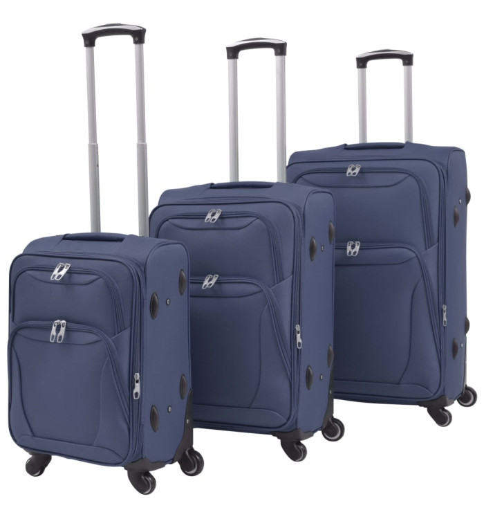 Jeu de valises souples 3 pcs Bleu marine | Mobilier & Déco