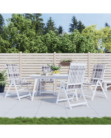 Coussins de chaise jardin à dossier haut lot de 4 carreaux gris | Mobilier & Déco