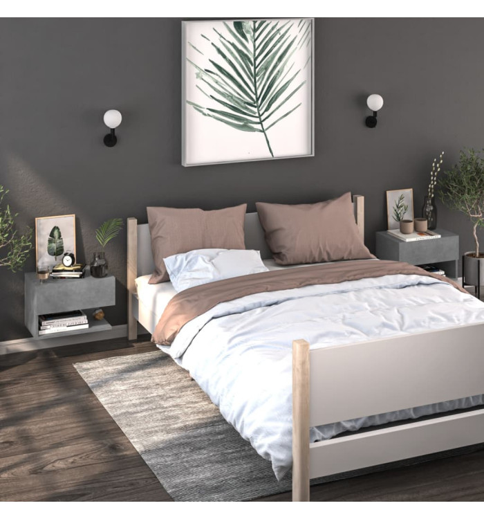Tables de chevet murales 2 pcs Gris béton | Mobilier & Déco