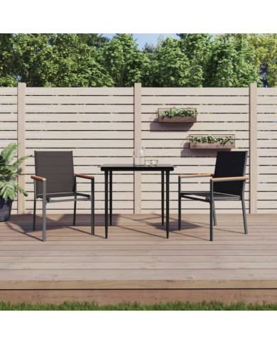 Chaises de jardin lot de 2 noir 55x61,5x90cm textilène et acier | Mobilier & Déco
