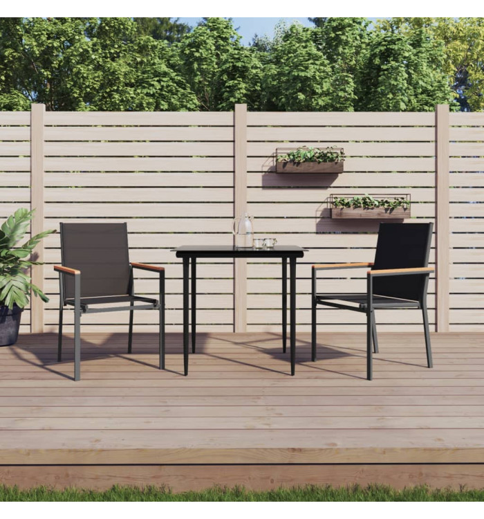 Chaises de jardin lot de 2 noir 55x61,5x90cm textilène et acier | Mobilier & Déco