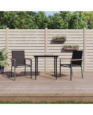 Chaises de jardin lot de 2 noir 55x61,5x90cm textilène et acier | Mobilier & Déco