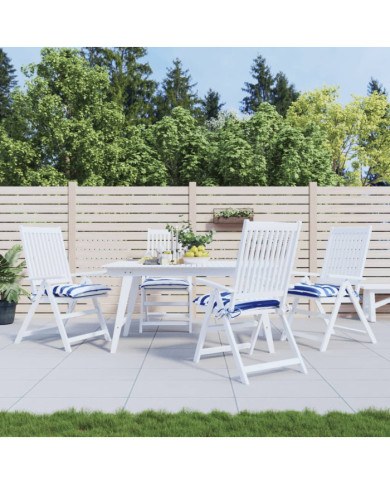 Coussins de chaise lot de 4 rayures bleues blanches 40x40x7 cm | Mobilier & Déco