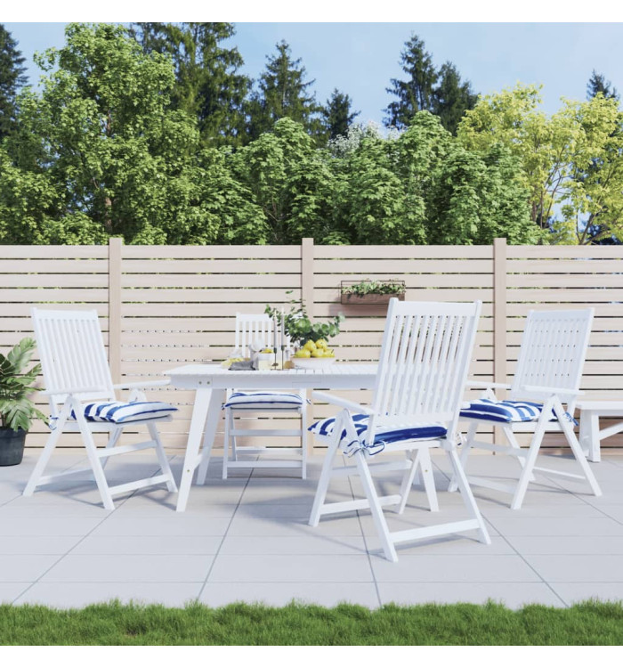 Coussins de chaise lot de 4 rayures bleues blanches 40x40x7 cm | Mobilier & Déco