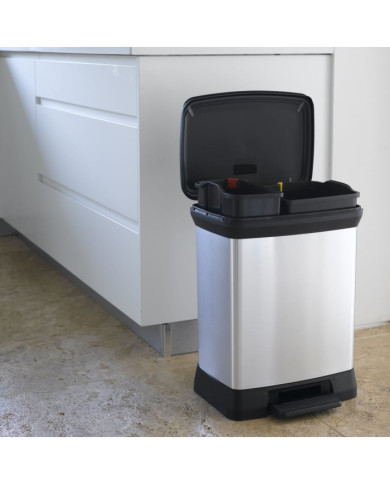 Curver Poubelle duo à pédale Deco 10L+18L Argenté | Mobilier & Déco