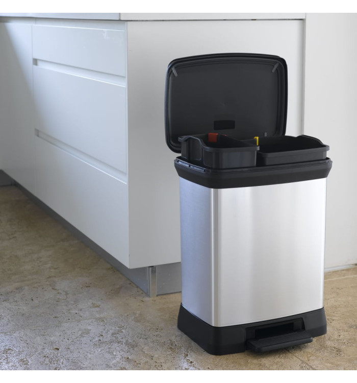 Curver Poubelle duo à pédale Deco 10L+18L Argenté | Mobilier & Déco