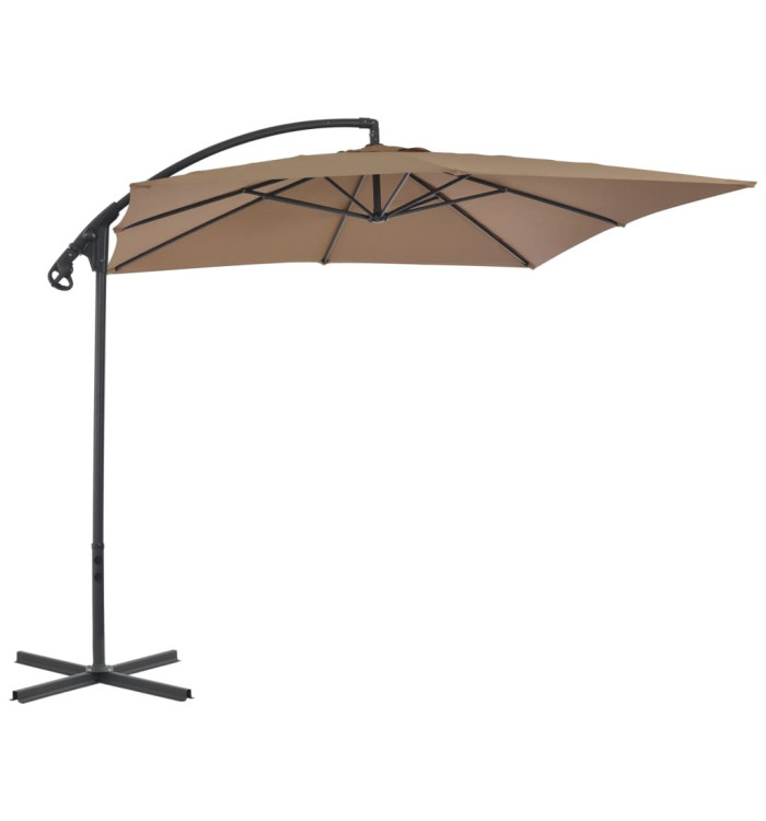 Parasol de jardin en porte-à-faux avec poteau en acier taupe | Mobilier & Déco