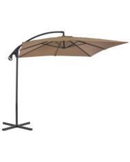 Parasol de jardin en porte-à-faux avec poteau en acier taupe | Mobilier & Déco