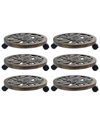 Chariots pour plantes 6 pcs Bronze 38 cm Plastique | Mobilier & Déco