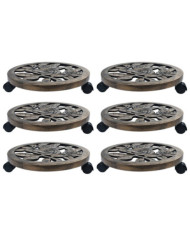 Chariots pour plantes 6 pcs Bronze 38 cm Plastique | Mobilier & Déco