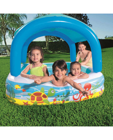 Bestway Piscine de jeu avec auvent bleu 140x140x114 cm 52192 | Mobilier & Déco