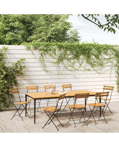 Chaises pliables de jardin lot de 8 Acier bois d'acacia massif | Mobilier & Déco