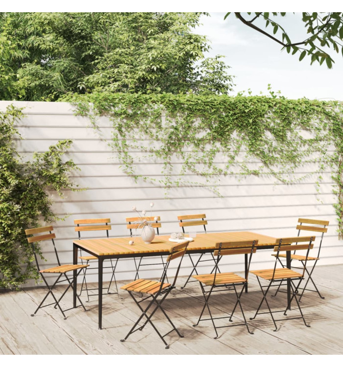 Chaises pliables de jardin lot de 8 Acier bois d'acacia massif | Mobilier & Déco