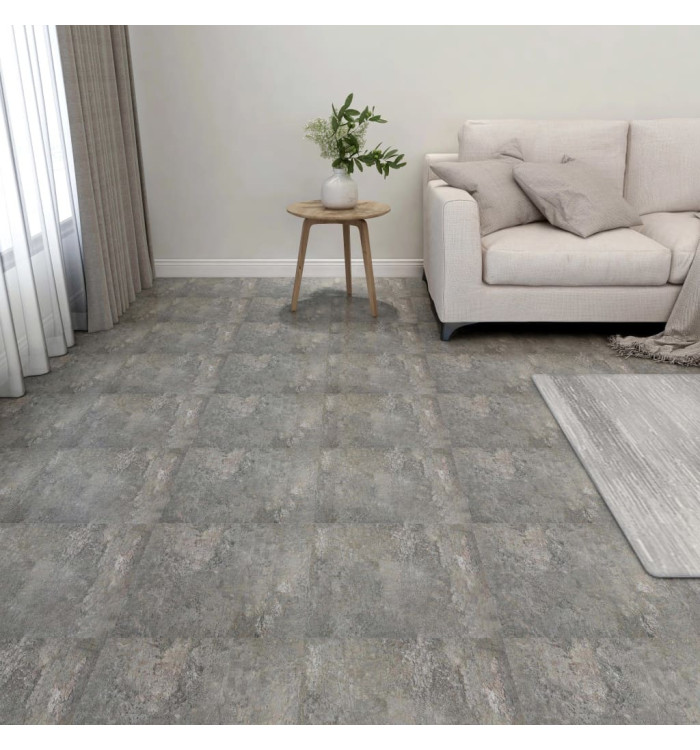 Dalles de plancher autoadhésives 55 pcs PVC 5,11 m² gris | Mobilier & Déco