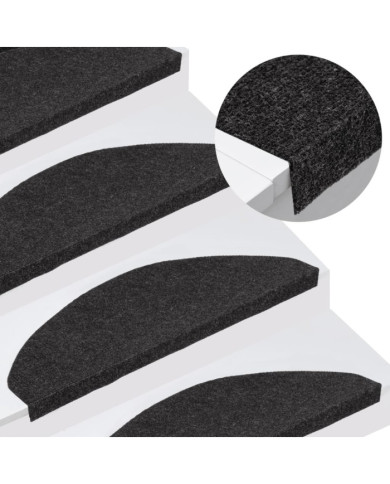 Tapis d'escalier autocollants 15 pcs 65x22,5x3,5 cm Noir | Mobilier & Déco