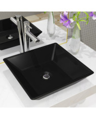 Lavabo Céramique carré Noir 41,5 x 41,5 x 12 cm | Mobilier & Déco