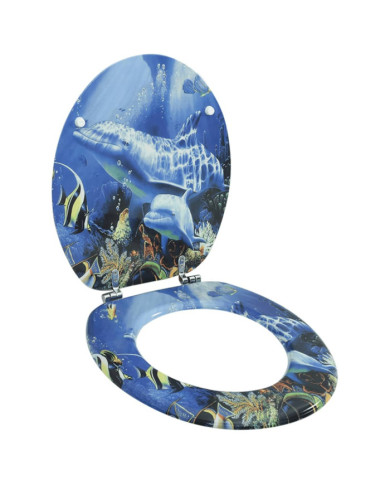 Siège de toilette avec Couvercle MDF Dauphins | Mobilier & Déco