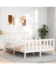 Cadre de lit sans matelas blanc 140x200 cm bois de pin massif | Mobilier & Déco