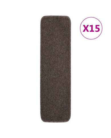 Tapis escalier antidérapants 15pcs 75x20cm Marron Rectangulaire | Mobilier & Déco