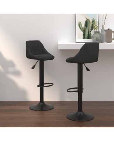 Tabourets de bar lot de 2 noir velours | Mobilier & Déco