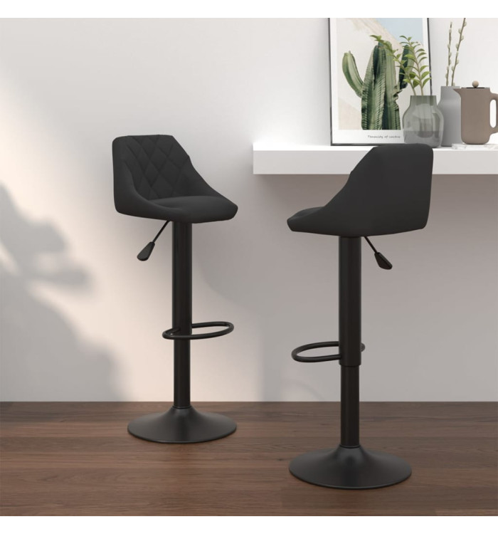 Tabourets de bar lot de 2 noir velours | Mobilier & Déco