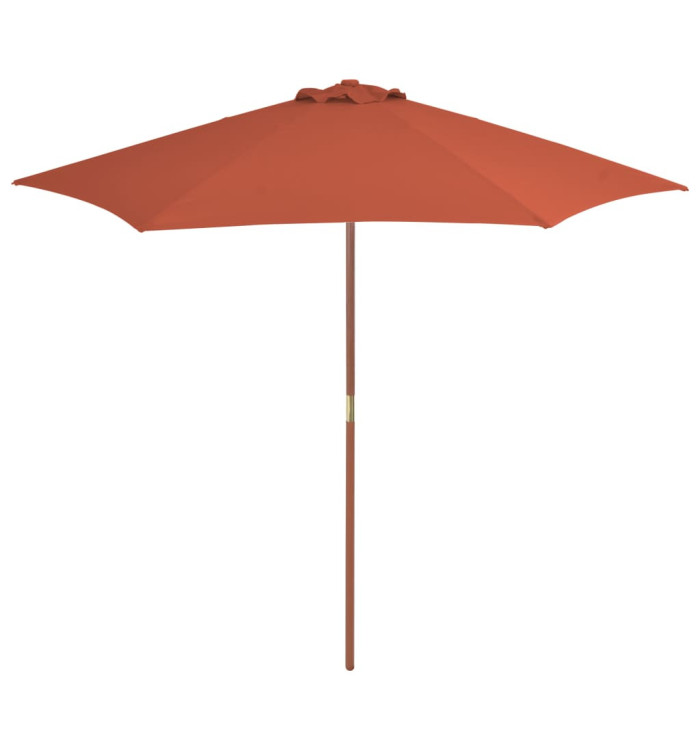 Parasol d'extérieur avec mât en bois 270 cm Terre cuite | Mobilier & Déco