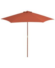 Parasol d'extérieur avec mât en bois 270 cm Terre cuite | Mobilier & Déco