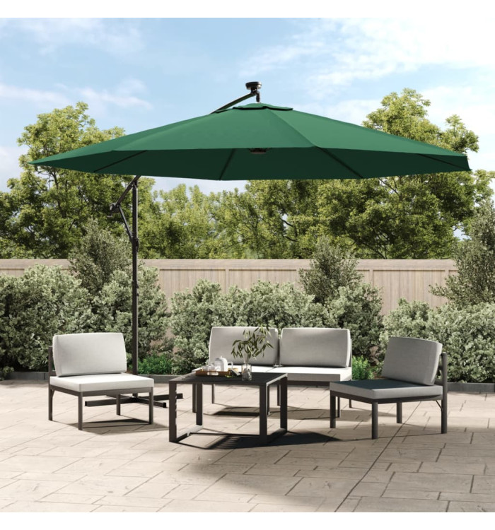 Parasol de jardin en porte-à-feux et lumières LED mât en métal | Mobilier & Déco